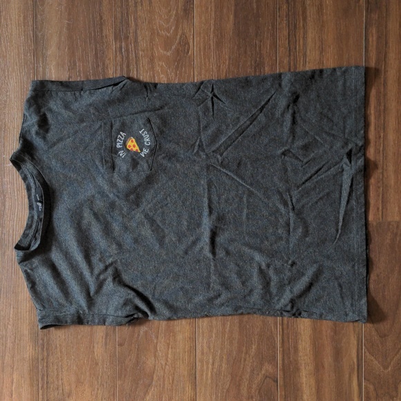 Primark in pizza we crust Pocket Roll Sleeve T-shirt - Picture 2 of 7